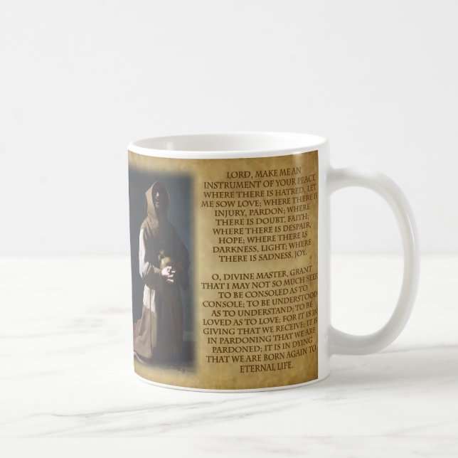 Taza De Café St Francis del rezo de Assisi (Derecha)