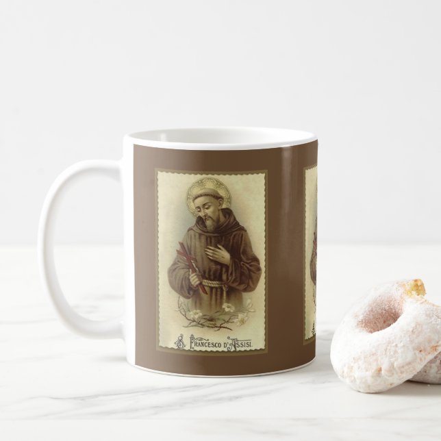Taza De Café St Francis del santo patrón de Assisi de animales (Con donut)