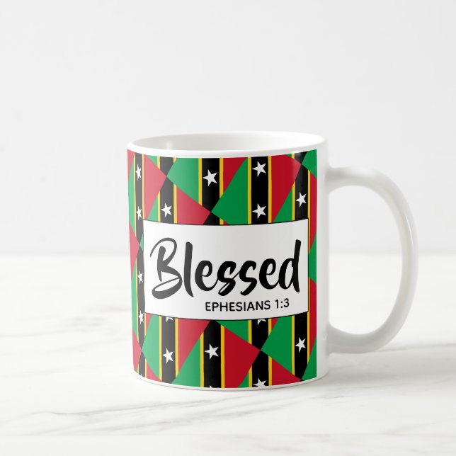 Taza De Café ST KITTS NEVIS Blessed Ephesian Bible Scripture (Derecha)