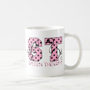 Taza De Café st letter puntos de polka rosados y negros