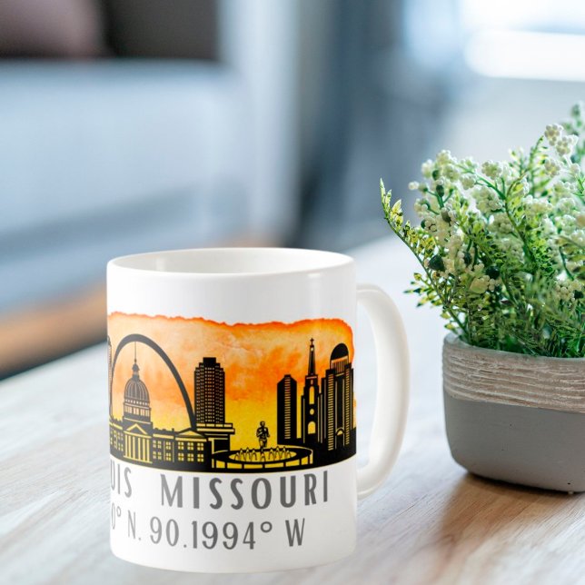 Taza De Café St. Louis Skyline Map Coordinates  (Subido por el creador)