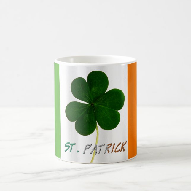 Taza De Café St. Patrick Bandera irlandesa Shamrock Clover Irel (Centro)