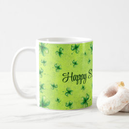 Taza De Café St. Patrick’s Day Watercolor Shamrock on green