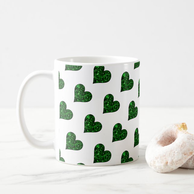 Taza De Café St. Patrick's Day Emerald Heart Mug (Con donut)