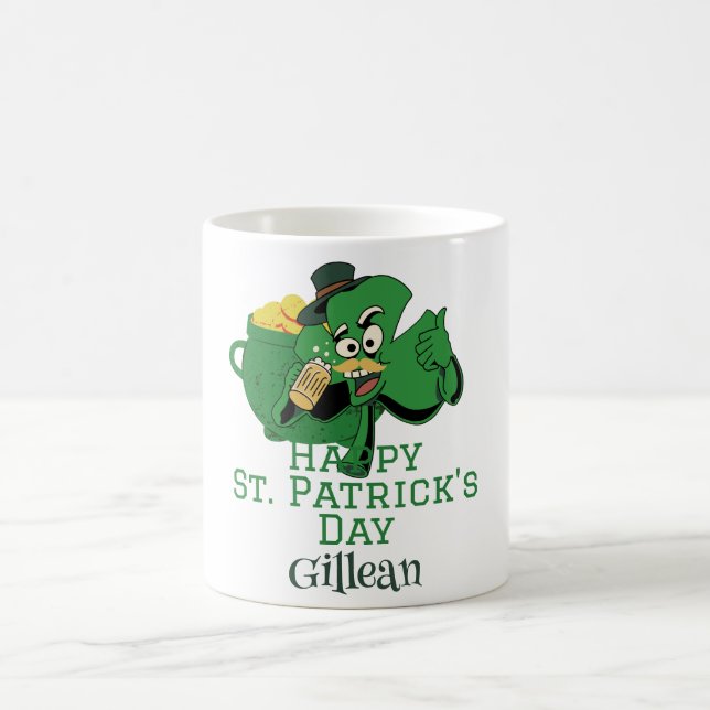 Taza De Café St. Patrick's Day gorra verde irlandés con suerte  (Centro)