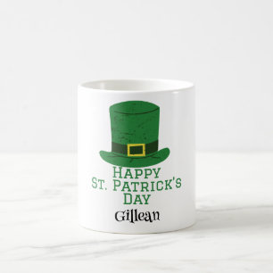 Taza De Café St. Patrick's Day gorra verde irlandés con suerte 