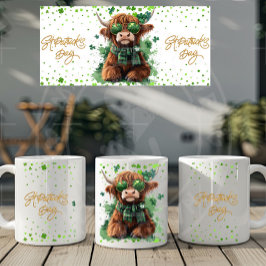 Taza De Café St. Patrick's Day Highland Cow Mug - 11oz & 15oz