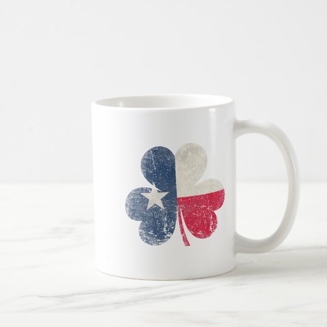 Taza De Café St. Patricks Day Irish Clover Texas Texan  (Derecha)