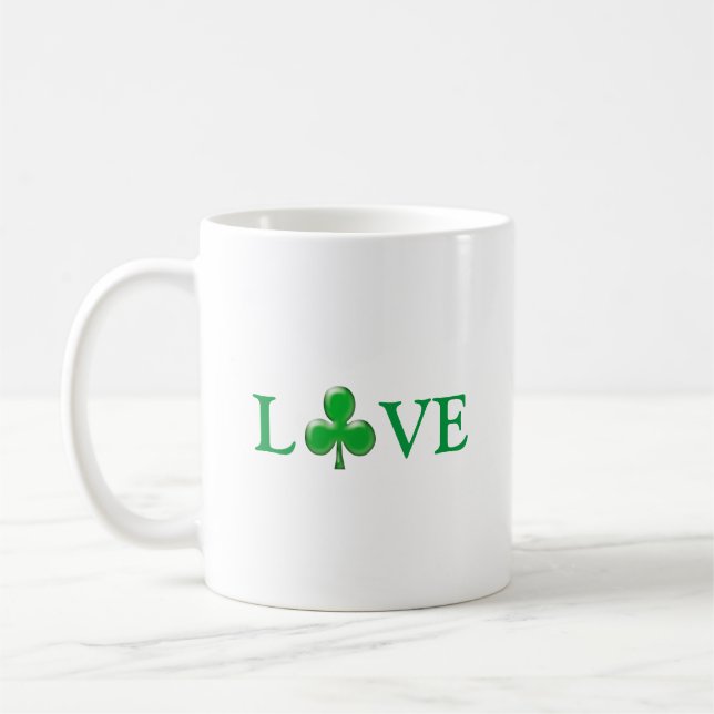 Taza De Café St. Patrick's Day Irish Love Green Clover Shamrock (Izquierda)