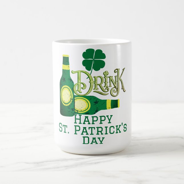 Taza De Café St. Patrick's Day Irlandés verde afortunado Shamro (Centro)