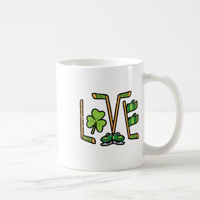 Taza De Café St Patricks Day Love Hockey sobre hielo Saint Padd (Derecha)