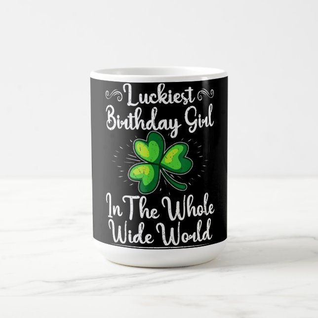 Taza De Café St Patricks Day Lucky Shamrock Clover Feliz cumple (Centro)