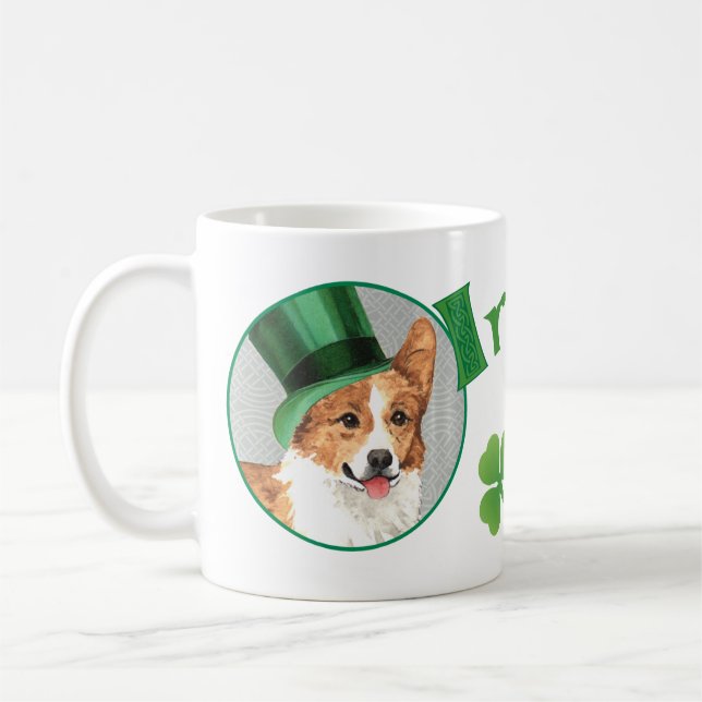 Taza De Café St. Patrick's Day Pembroke Welsh Corgi (Izquierda)