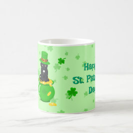 Taza De Café St. Patrick's Day Shamrock Pot of Gold Black Cat