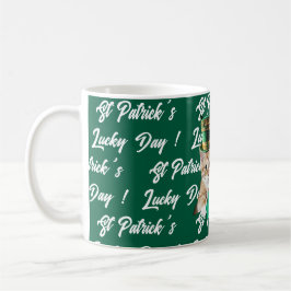 Taza De Café St Patrick's Lucky Day Cute Cat Leprechaun Hat,