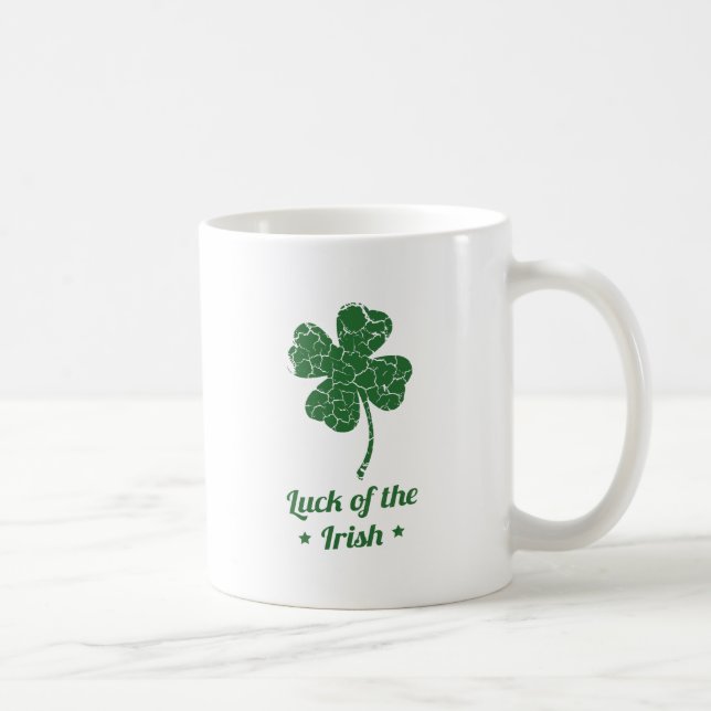 Taza De Café st patricks trébol afortunado angustiado (Derecha)