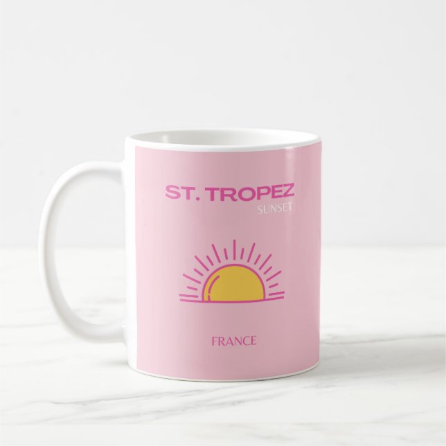 Taza De Café St Tropez, Francia, atardecer, arte de viajes, ros (Izquierda)