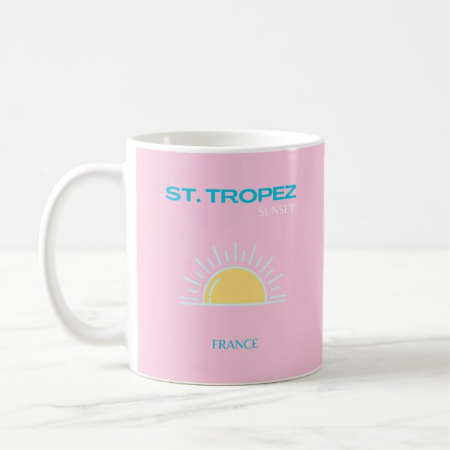 Taza De Café St Tropez, Francia, Preppy, Rosa (Izquierda)