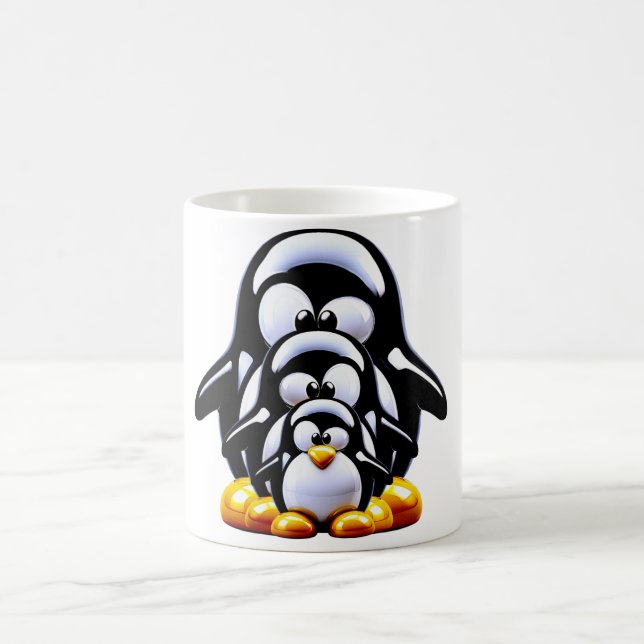 Taza De Café Stacked Penguin Family  (Centro)