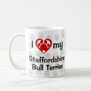 Taza De Café Staffordshire bull terrier, amo el perro