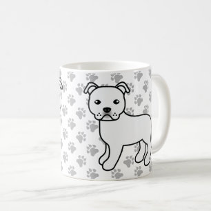 Taza De Café Staffordshire Bull Terrier Blanco Perro de Dibujos