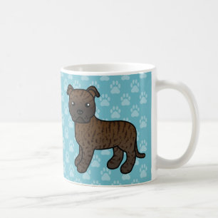 Taza De Café Staffordshire Bull Terrier Cartoon Manchado