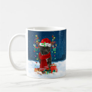 Taza De Café Staffordshire Bull Terrier en Nieve con Navidades