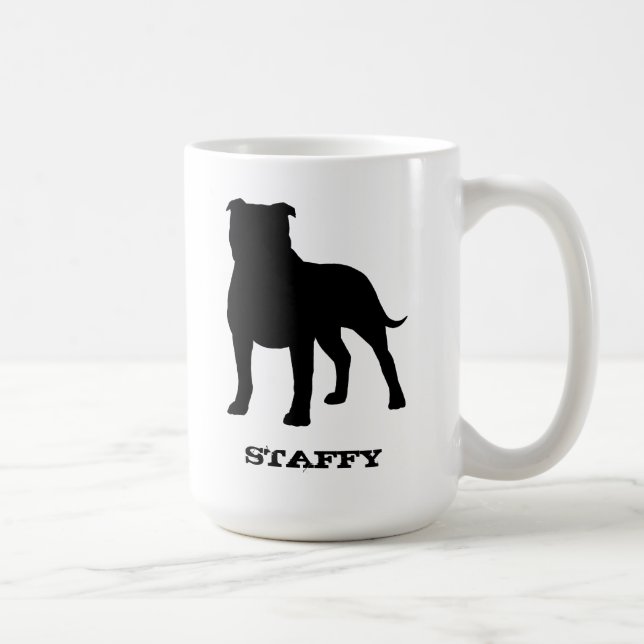 Taza De Café Staffordshire Bull Terrier Silhouette Staffy Dog (Derecha)