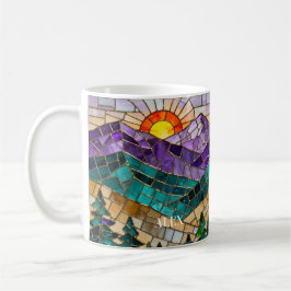 Taza De Café Stained Glass Mountain Sunrise Mug - Nature Art Co