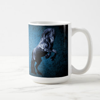 Taza De Café Stallion negro frisón/belleza negra, azul caballo
