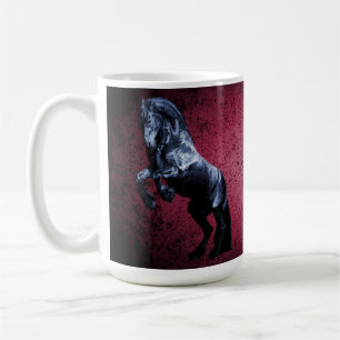 Taza De Café Stallion negro frisón/belleza negra, rosa de cabal