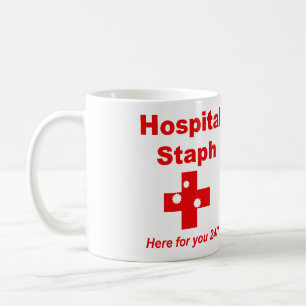Taza De Café Staph del hospital (rojo y blanco)