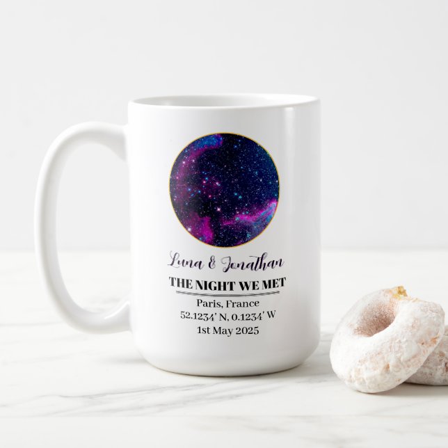Taza De Café Star Map Mug personalizado: La noche que conocimos (Con donut)