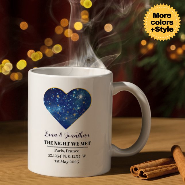 Taza De Café Star Map Mug personalizado: La noche que conocimos (Personalized Star Map Mug: The Night We Met (Anniversary Gift))