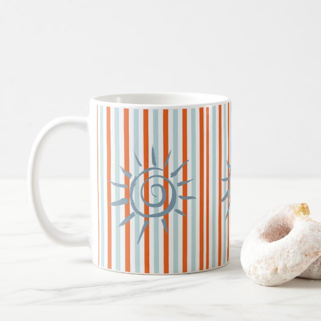 Taza De Café Star Naranja Blue Stripe Mug (Con donut)