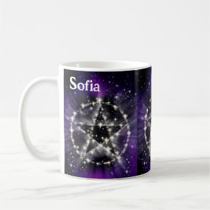 Taza De Café Star Pentagram Añadir nombre Pentacle Wiccan
