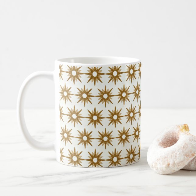 Taza De Café Starburst de oro retro glamoroso (Con donut)