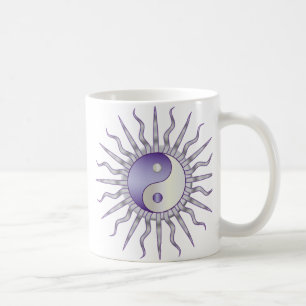 Taza De Café Starburst púrpura Yin Yang