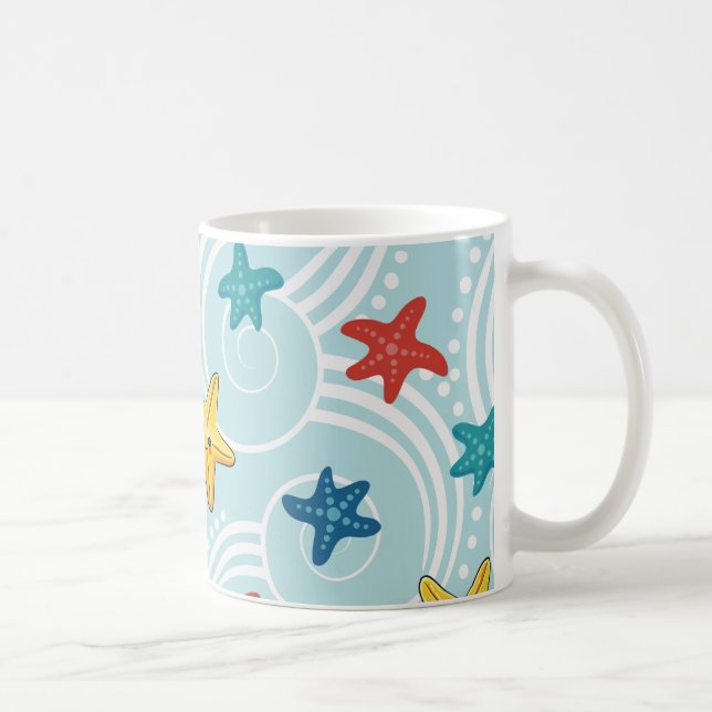 Taza De Café Starfish en Swirly Ocean (Derecha)