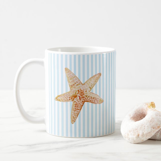 Taza De Café Starfish Pintar banda azul Art Mug (Con donut)