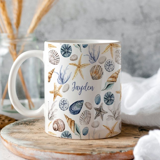 Taza De Café Starfish Y Seashell Coffee Mug Personalizados (Subido por el creador)