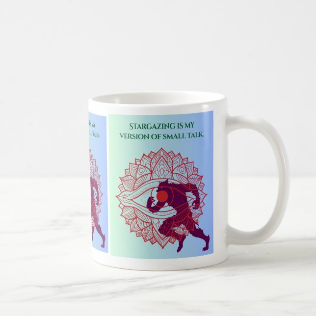Taza De Café "Stargazing Is My Small Talk" Mandala Werewolf Art (Derecha)