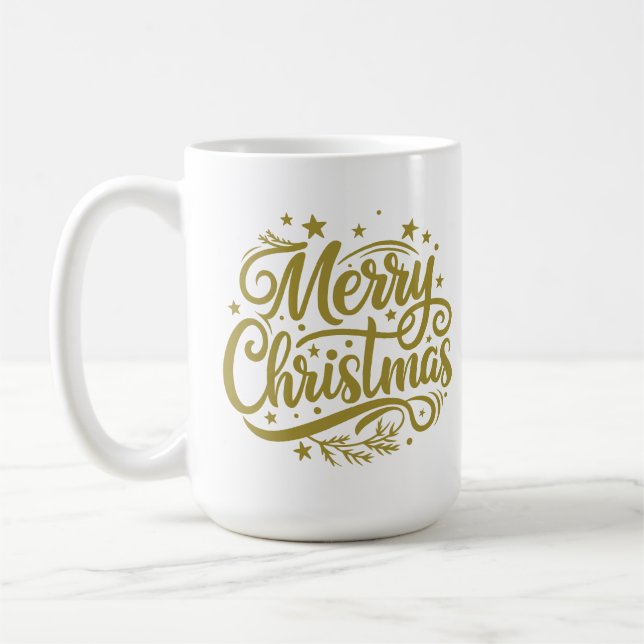 Taza De Café Starry Merry Christmas Greeting (Izquierda)
