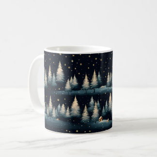 Taza De Café Starry Winter Forest Night Mug