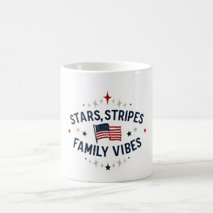 Taza De Café Stars Stripes Family Vibes Patriotic Mug USA