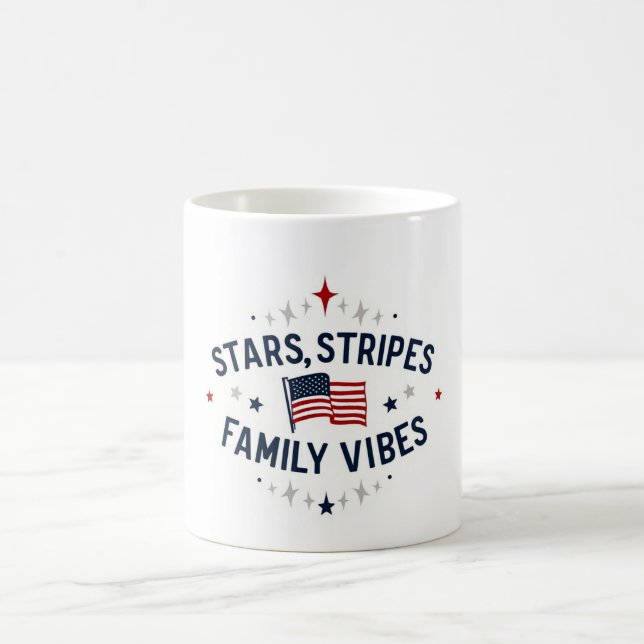 Taza De Café Stars Stripes Family Vibes Patriotic Mug USA (Centro)