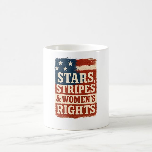 Taza De Café Stars, Stripes & Women’s Rights Distressed Flag (Centro)