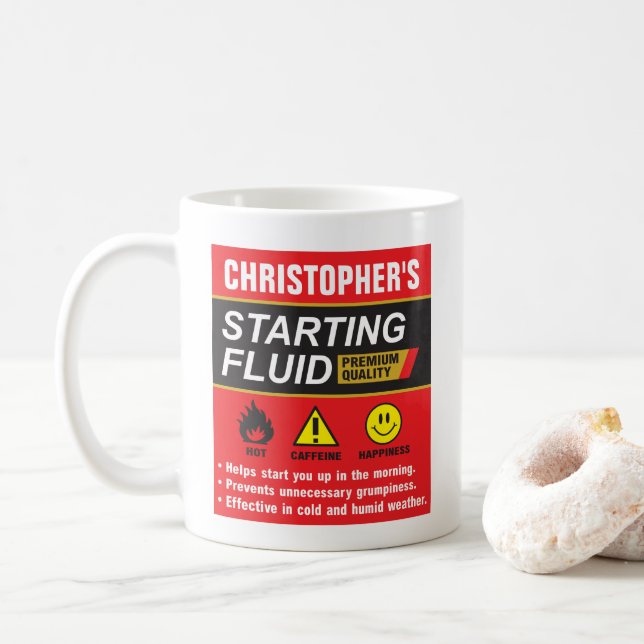 Taza De Café Starting Fluid Personalized Parody (Con donut)