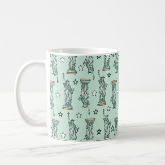 Taza De Café Statue of Liberty - Green Stars Coffee Mug (Izquierda)