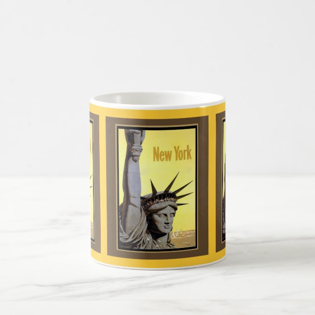 Taza De Café statue of liberty new york travel poster (Centro)